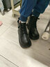 百丽童鞋女童马丁靴秋季新款单靴男童英伦风短靴子儿童百搭皮靴高帮 曜石黑-加绒DE4058 35 实拍图