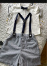 戴维贝拉（DAVE＆BELLA）夏装男童短袖绅士套装宝宝正装2件套背带裤套装DB13370白色100cm 晒单实拍图
