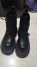 ZHR女靴冬季粗跟增高马丁靴女复古加绒小个子短靴女 JF95A 黑色 36  实拍图