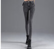 真维斯（JEANSWEST）牛仔裤女士2025冬季高腰显瘦加绒裤女修身铅笔小脚裤子蓝灰加绒27 实拍图