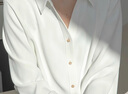 FitonTon雪纺衬衫女春秋宽松长袖气质垂感衬衣V领显瘦衬衣 白色 S 实拍图