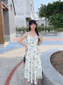 香影（xiangying）薄荷曼波绿色吊带连衣裙女2024夏季新款v领海边度假沙滩裙子 果绿 S 晒单实拍图