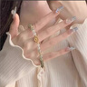 花影（HUAYING）轻奢和田玉桃花银手链女士珍珠手串首饰纪念日生日礼物送女友老婆 [和田玉]'玉'上桃花*双层叠戴 实拍图