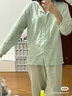 无印良品（MUJI） 女式 无侧缝双层纱织睡衣女士家居服春秋纯棉条纹格纹长袖 女款 淡绿色条纹 S (上装155/80A下装155/62A) 实拍图
