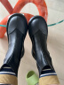 Bella Lily靴子女士短靴切尔西靴黑色牛皮2023冬季新款洋气后拉链中筒靴真皮 黑色 37 实拍图