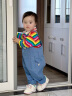 幼歌（YOUGE）婴幼儿复古彩虹条纹美式POLO衫宝宝春季元气撞色休闲T恤 彩虹条 90cm 晒单实拍图