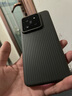 ESCASE 小米14Pro手机壳超薄散热磨砂壳镜头防摔硅胶简约男女款耐脏防指纹瓦楞壳半透黑 实拍图