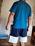 蓝骏启国风男短袖T恤加修身型运动冰丝半袖汗衫胖子休闲丅潮 牛兰麦穗短袖 XL 【建议120-135斤】 实拍图