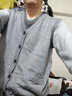 恒源祥2025春秋新款羊毛背心男中老年马甲春秋毛衣无袖V领坎肩针织开衫 90中灰 L 170建议120-140斤 实拍图