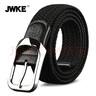 JWKE韩版编织腰带男士帆布皮带休闲百搭针扣弹力松紧青年学生牛仔裤带 黑色 120cm （建议体重160斤以上） 实拍图