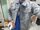 gxmy格子刺绣字母小香风休闲外套男潮牌高街痞帅炸街牛仔夹克衣服男装 蓝色 XL 实拍图