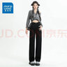 真维斯（Jeanswest）复古蓝阔腿牛仔裤女夏季新款高腰垂感直筒宽松显瘦小个子拖地裤 黑色九分 S 实拍图