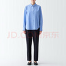 无印良品 MUJI 女式 水洗平纹衬衫 长袖休闲百搭衬衣春款纯棉全棉BCB35C3S 萨克森蓝 M(160/84A) 实拍图