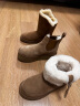 AU&MU2023新款澳洲羊毛雪地靴女款冬季加绒厚底短筒棉鞋防滑切尔西女靴 N612栗色 38 U7 晒单实拍图