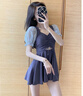 安与·洛施琪 ins风可爱少女海边仙气保守学生新款遮肚显瘦小胸泳衣女夏 灰蓝 2XL  ( 建议125-135斤 ) 实拍图