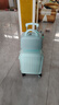 欧遥高颜值子母行李箱次日达小型登机拉杆箱女学生耐用可坐密码旅行箱 淡蓝【折叠杯架+充电口+化妆包】 22英寸 【短途旅行出差】 实拍图