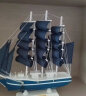 墨斗鱼木制帆船33cm蓝色条纹2067实木帆船手工木制船模型工艺品 实拍图