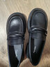 奥古狮登（Agsdon）乐福鞋女春季厚底英伦风百搭小皮鞋粗跟一脚蹬单鞋 523139 黑 35 实拍图