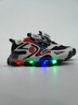 泰兰尼斯秋季新款儿童闪灯鞋男童钮扣夜光运动鞋防滑发光鞋跑步鞋 黑/白/蓝 单层 可控闪灯开关 26 内长16.5cm 适合脚长15.5cm 实拍图