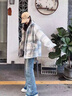 卡图弛日系复古小香风毛呢格子外套男春秋季潮流宽松加厚夹克高街衣服男 灰色 XL 【建议120-140斤】 实拍图