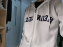 百鹊亭夹克男2025秋冬季美式潮牌连帽开衫外套男青少年时尚加绒卫衣男 白色加绒 L 实拍图