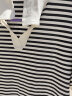 红蜻蜓刺绣条纹polo领短袖t恤女2024年夏季新款显瘦女士小衫上衣 条纹黑短袖 XL 晒单实拍图