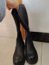 百思图冬商场新款英伦加绒骑士靴不过膝厚底女长筒靴MDC21DG3 黑色 36 实拍图