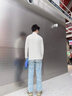 名创优品（MINISO）打底衫男秋冬季新款宽松内搭长袖t恤加肥加大半高领带绒保暖衣服 【半高领单件装】白色 L 175(体重120-140斤左右) 实拍图