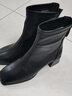 达芙妮短靴女英伦风弹力靴瘦靴靴子粗跟中筒短靴女鞋 黑色（绒里） 36 实拍图
