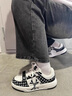 归蓝字母加绒厚底保暖休闲鞋子男女款冬季情侣面包增高老爹运动板潮鞋 白黑【单里款】 42 实拍图