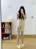 诺盾【带胸垫】女士睡衣女纯棉短袖时尚休闲夏天100%全棉家居服套装 实拍图