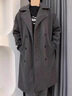 狄帝鲨（DIDISHA）毛呢大衣男春秋新款中长款过膝西装领双排扣呢子风衣外套加厚潮流 二罗-2330【灰色】 M 实拍图