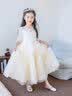 小咔衣浓（Xiaokayinong）儿童礼服公主裙长袖花童婚礼蓬蓬纱女童主持人钢琴演奏演出服夏季 香槟色L068中袖长款 110 实拍图