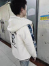 浪古 LAWKUL连帽外套男秋冬季潮流无羽休闲绒服加绒加厚男装保暖衣服冬装夹克 米白色 加绒 XL 实拍图