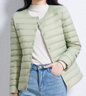 鸭鸭（YAYA）佟丽娅同款轻薄羽绒服女短款韩版休闲保暖羽绒内胆轻便排骨外套男 抹茶绿色 XL 实拍图