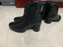 爱步（ECCO）靴子女 女鞋冬季牛皮短靴粗跟保暖女靴 雕塑222413 HL 黑色22241301001 36 （尺码偏小，建议拍大一码） 实拍图