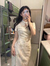 丹珠娜（DanZhuNa）新中式连衣裙子夏天女装2025年夏季新款国风文艺气质旗袍改良长裙 1276杏色裙子 M 实拍图