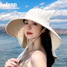 JEEP吉普大帽檐防晒帽女2025新款遮脸披肩夏太阳骑车遮阳帽子海边 香槟米 无规格 实拍图
