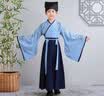 奥蒙威儿童古装汉服国学服朗诵表演男女中国风服小学生中秋演出服BY05 99-2蓝色大袖 140 实拍图