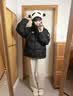 熊猫泡泡户外羽绒服女短款700蓬保暖鸭绒面包服男防泼水抗寒加厚外套 [1.0]85绒,幻影黑,男女同款,女拍小一码 S 实拍图