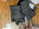 领迷风羊驼绒半指手套男士冬季保暖五指毛线针织漏指半截露指学生写字冬天骑行 深灰色 实拍图