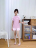 羽克儿童泳衣女童2026新款两件套保守分体式中大童学生速干训练泳装 嫩粉色 150 (L-建议140-150重60-75斤）带胸垫 实拍图