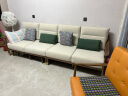韵存家居 沙发 全实木沙发 布艺沙发 新中式白蜡木小户型客厅直排沙发 2.78米小四位（整块海绵坐垫） 标准版：透气布 实拍图