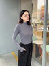 森马（Semir）长袖t恤女短款半高领薄绒轻暖打底衫2024冬新款纯色修身抓绒内搭 灰色调00322 L 实拍图