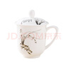 瑞玖（RUIJIU） 实用茶杯带盖水杯骨质瓷陶瓷杯会议杯男女办公杯子 水墨兰花 1个 350ml 实拍图