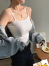 铂呐苓小吊带背心女打底抹胸外穿一字肩裹胸美背内搭带胸垫内衣春夏 螺纹打底衫【白】 实拍图