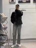 WASSUP UOSNE官方潮牌羽绒服男女款冬季美系免洗PU皮90鸭绒派克服飞行员外套男 9205水墨黑-免洗PU皮（90%鸭绒） M （建议120-145斤） 实拍图
