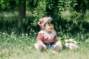 幼歌（YOUGE）六一儿童节婴儿草莓休闲牛仔短裤夏季新款宽松柔软木耳边裤子 牛仔蓝 90 cm 实拍图