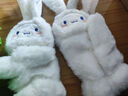 途尊手套女秋冬天可爱毛绒保暖防寒学生韩版加绒翻盖全指送女友 翻盖大白狗白色 实拍图