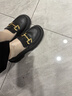 ZHR乐福鞋女软底百搭圆头小皮鞋子女英伦风粗跟女鞋 FTEP06 黑色 35 实拍图